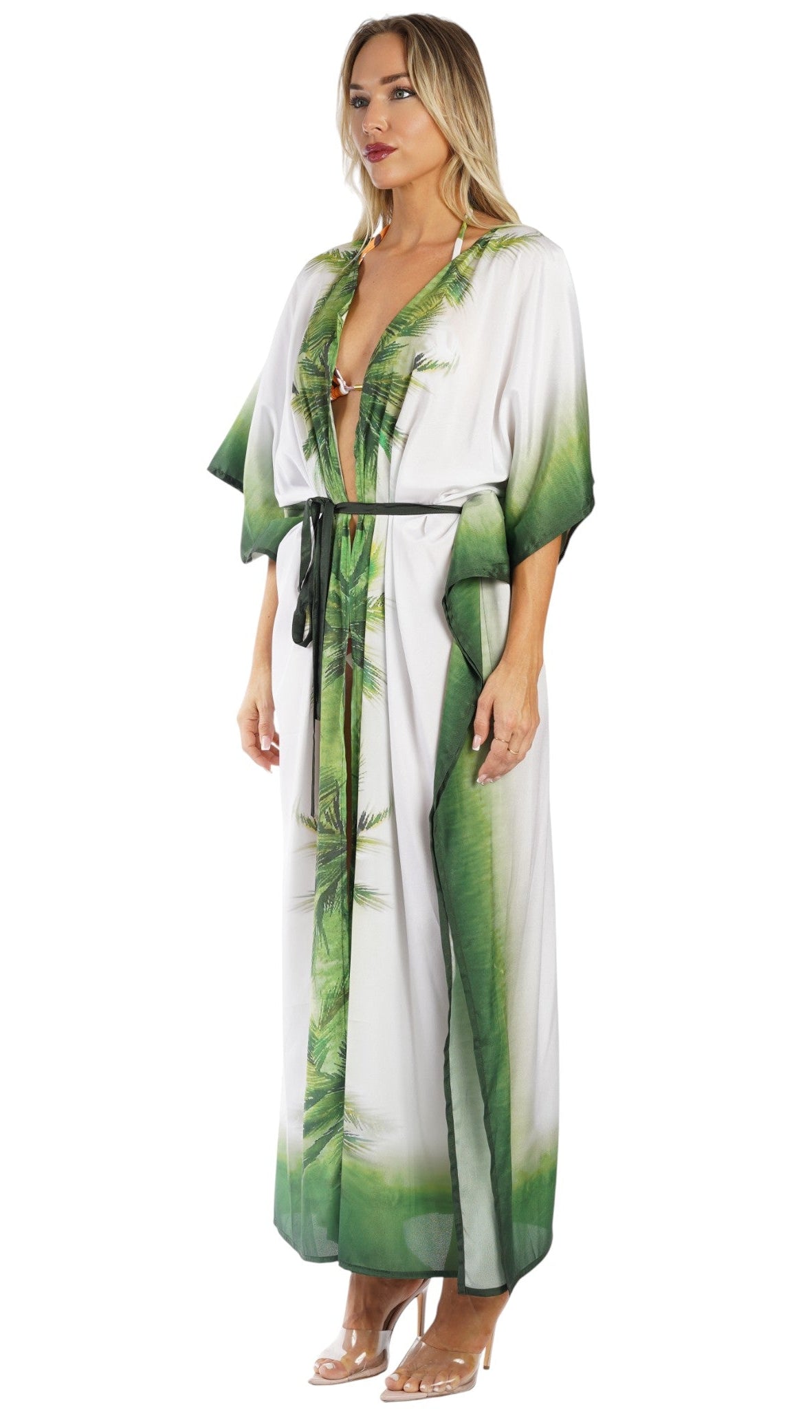 Palm Print Resort Kimono Cover-Up – Luxury Beach Vacation Wear | Club Moda