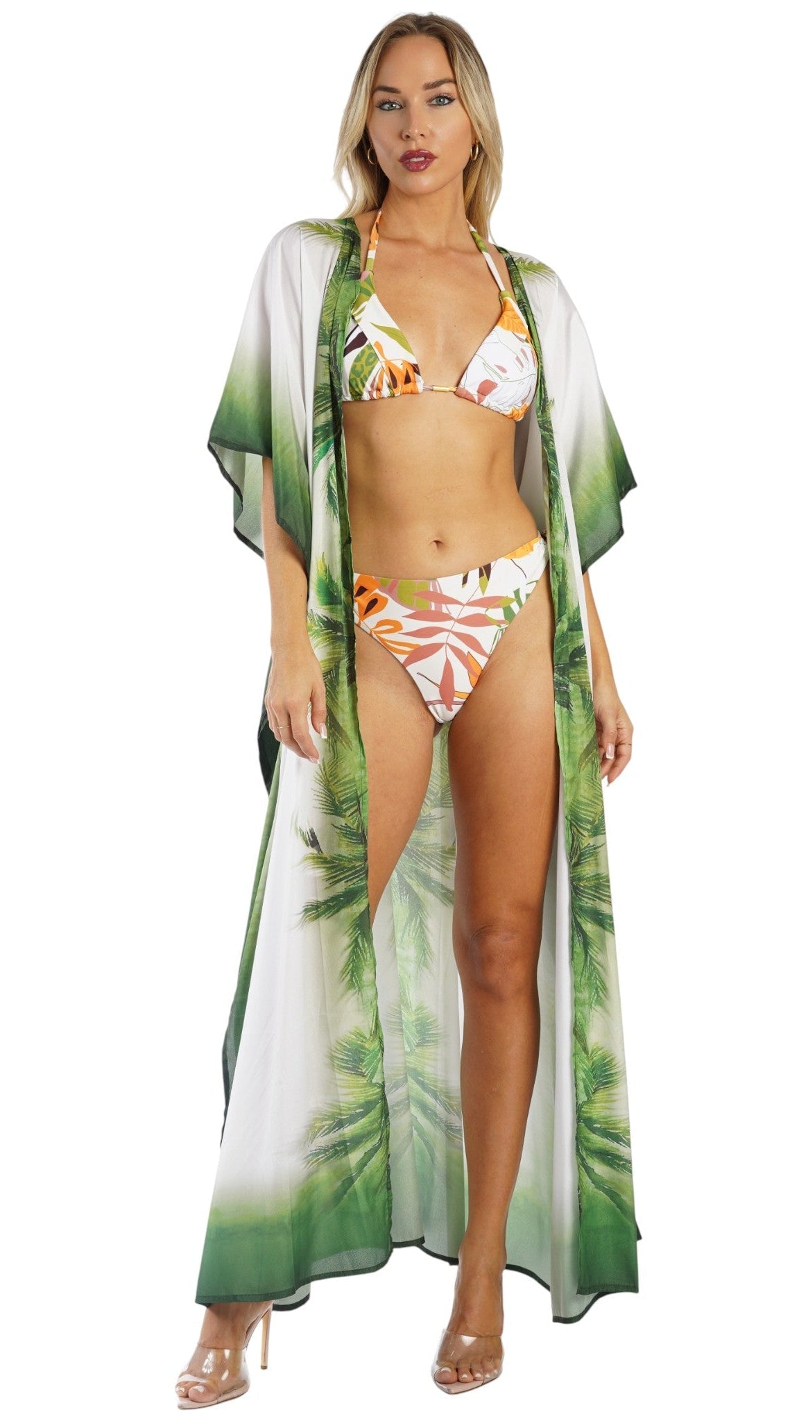 Palm Print Resort Kimono Cover-Up – Luxury Beach Vacation Wear | Club Moda